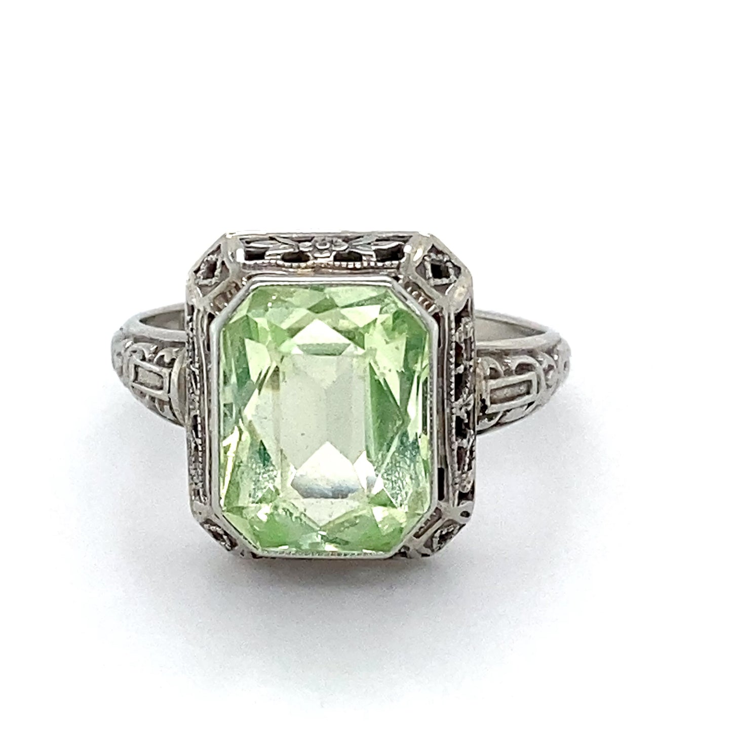 14K White Gold Vintage Lady's Ring; 1.9DWT: Size 5