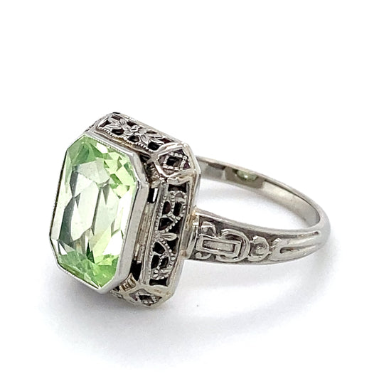 14K White Gold Vintage Lady's Ring; 1.9DWT: Size 5