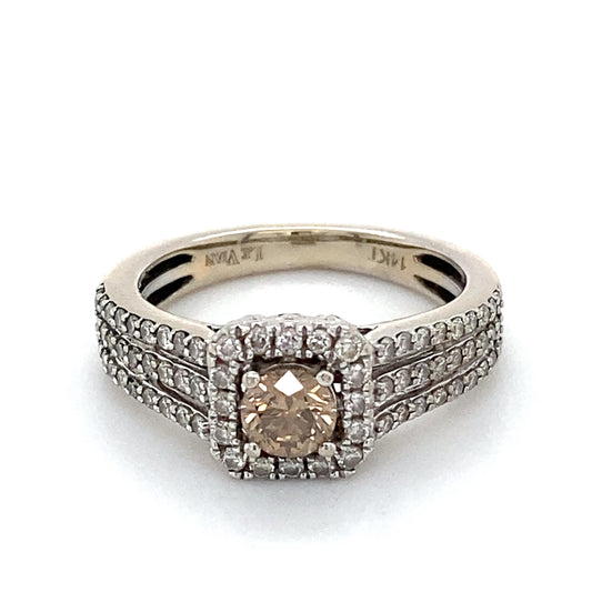 14K White Gold Diamond Lady's Ring; 2.0DWT; Size 5