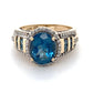 14K Yellow Gold Blue Topaz & Diamond Ring; 3.8DWT; Size 7