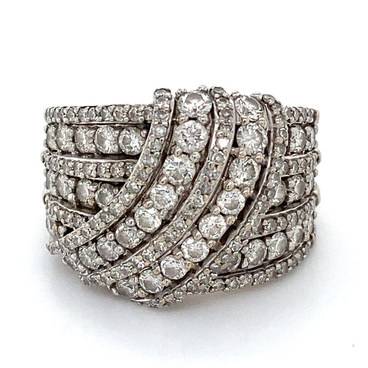10K White Gold Diamond Lady's Fashion Ring; 5.0DWT; Size 7.5