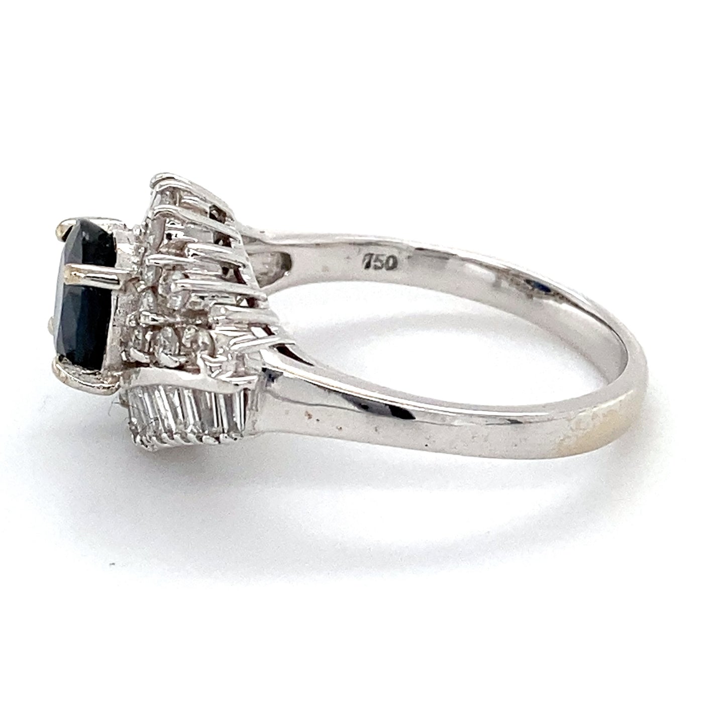 18K White Gold Diamond & Sapphire Lady's Ring; 3.8DWT; Size 7.5