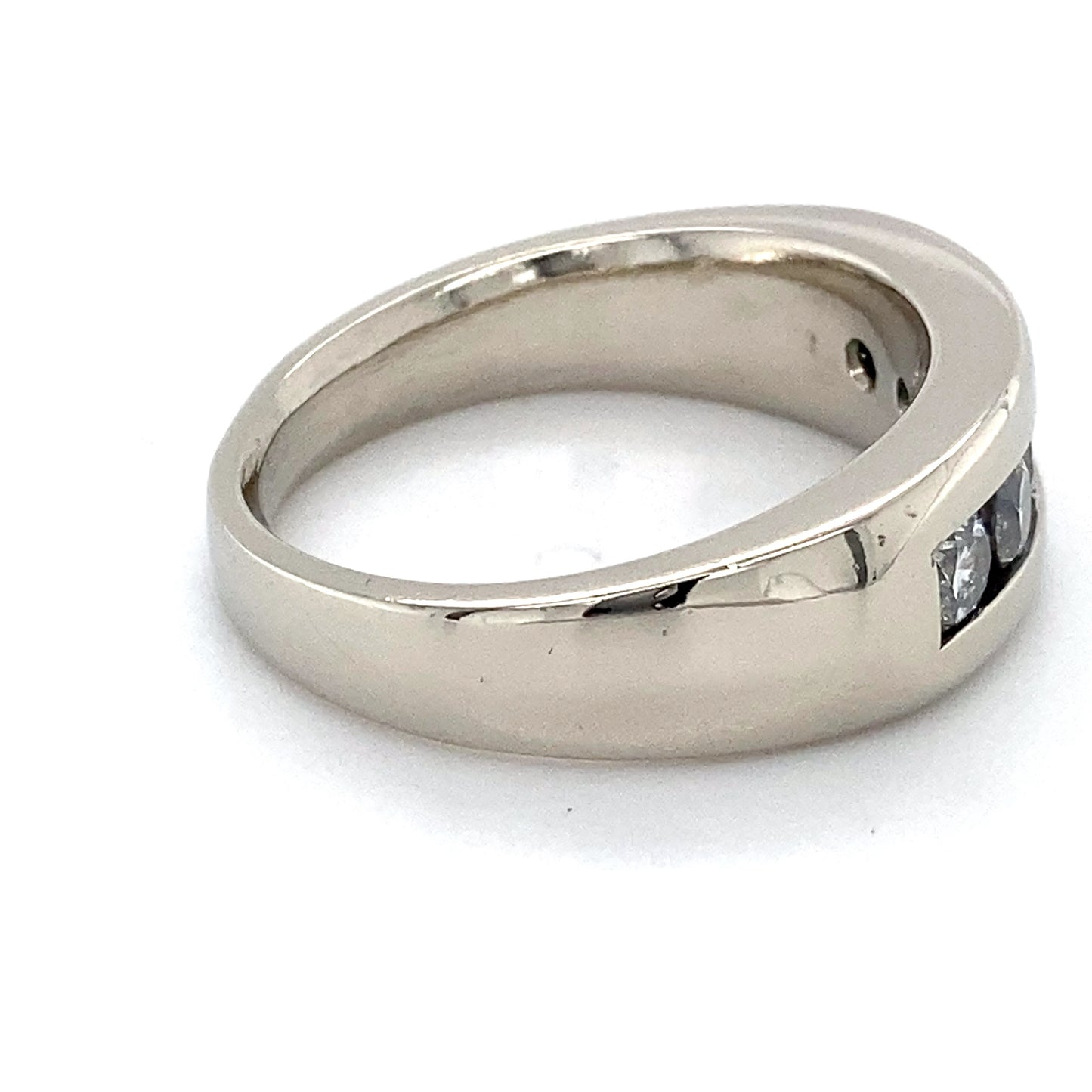 14K White Gold Diamond Unisex Fashion Ring; 8.0DWT; Size 10