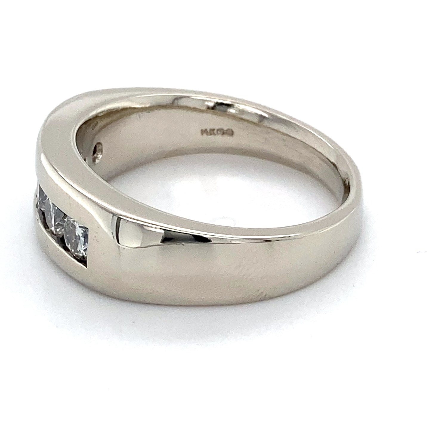 14K White Gold Diamond Unisex Fashion Ring; 8.0DWT; Size 10