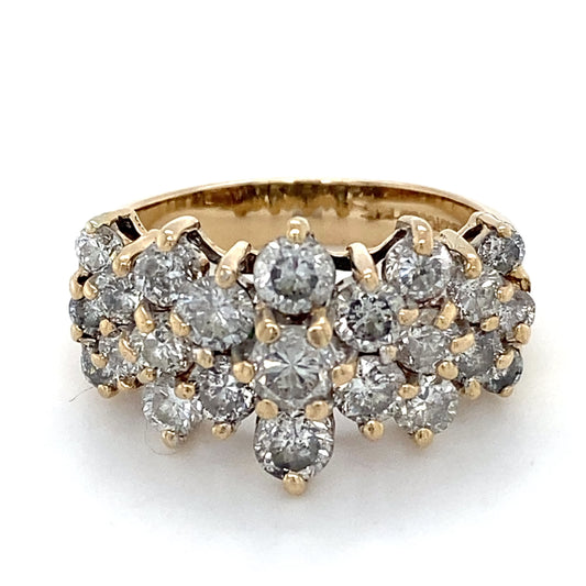 14K Yellow Gold Diamond Lady's Fashion Ring; 4.0DWT; Size 7.25