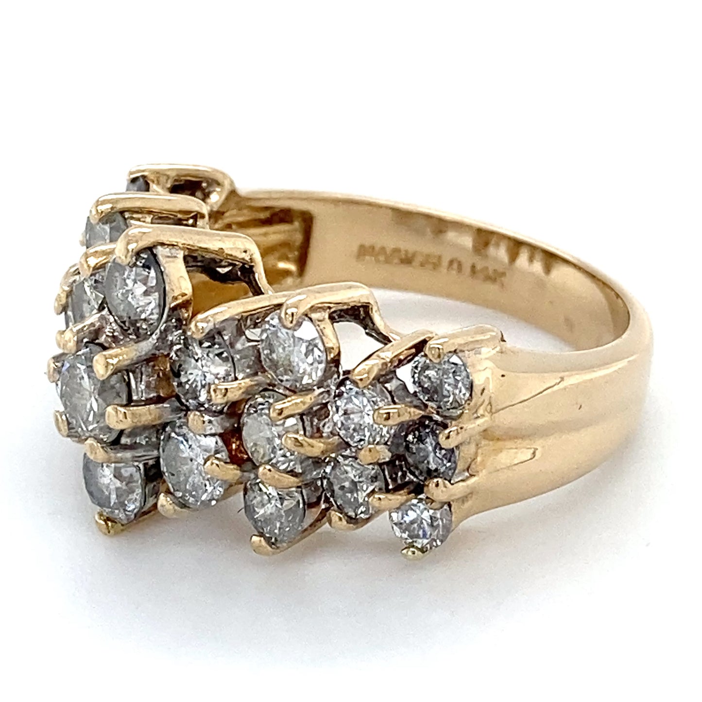 14K Yellow Gold Diamond Lady's Fashion Ring; 4.0DWT; Size 7.25