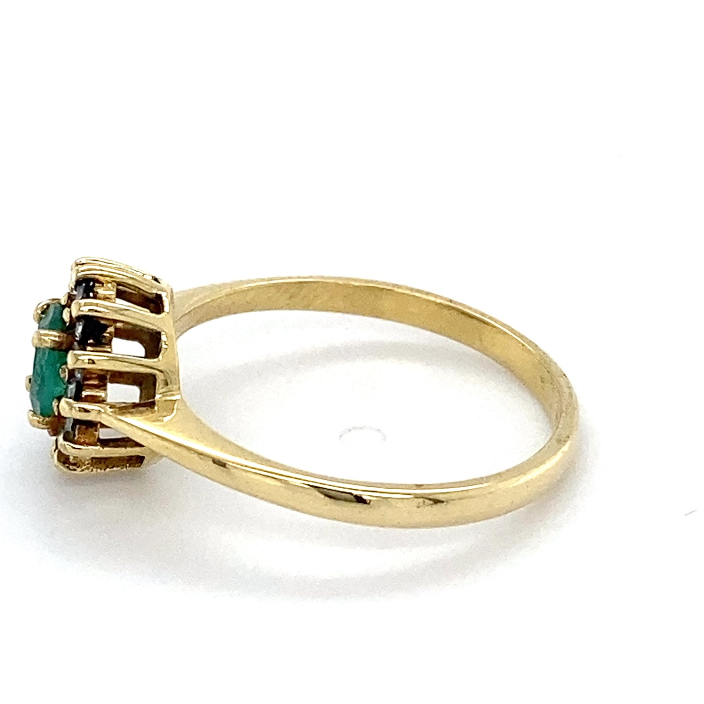 18K Yellow Gold Diamond & Emerald Ring; 1.4DWT; Size 6