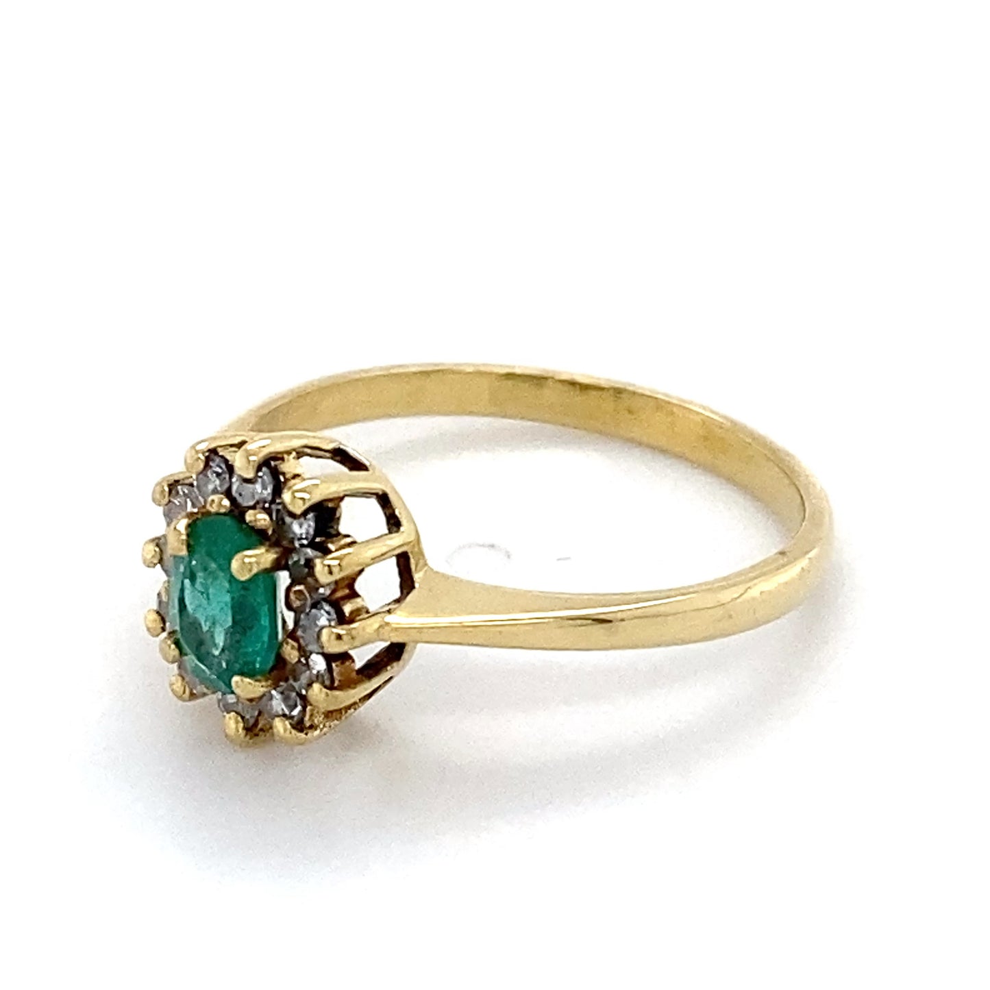 18K Yellow Gold Diamond & Emerald Ring; 1.4DWT; Size 6