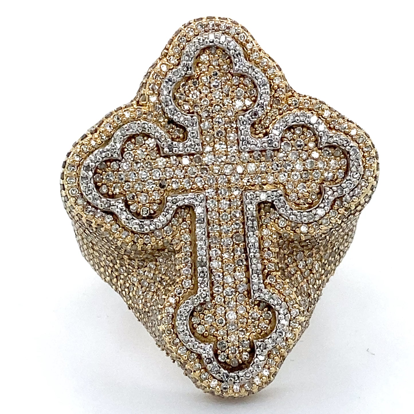 10K White & Yellow Gold Diamond Cross Ring; 10.1DWT; Size 10