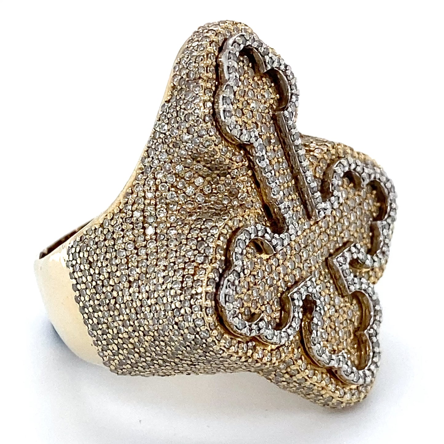 10K White & Yellow Gold Diamond Cross Ring; 10.1DWT; Size 10