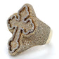 10K White & Yellow Gold Diamond Cross Ring; 10.1DWT; Size 10