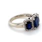 14K White Gold Diamond & Synthetic Sapphire Lady's Ring; 3.3DWT; Size 7