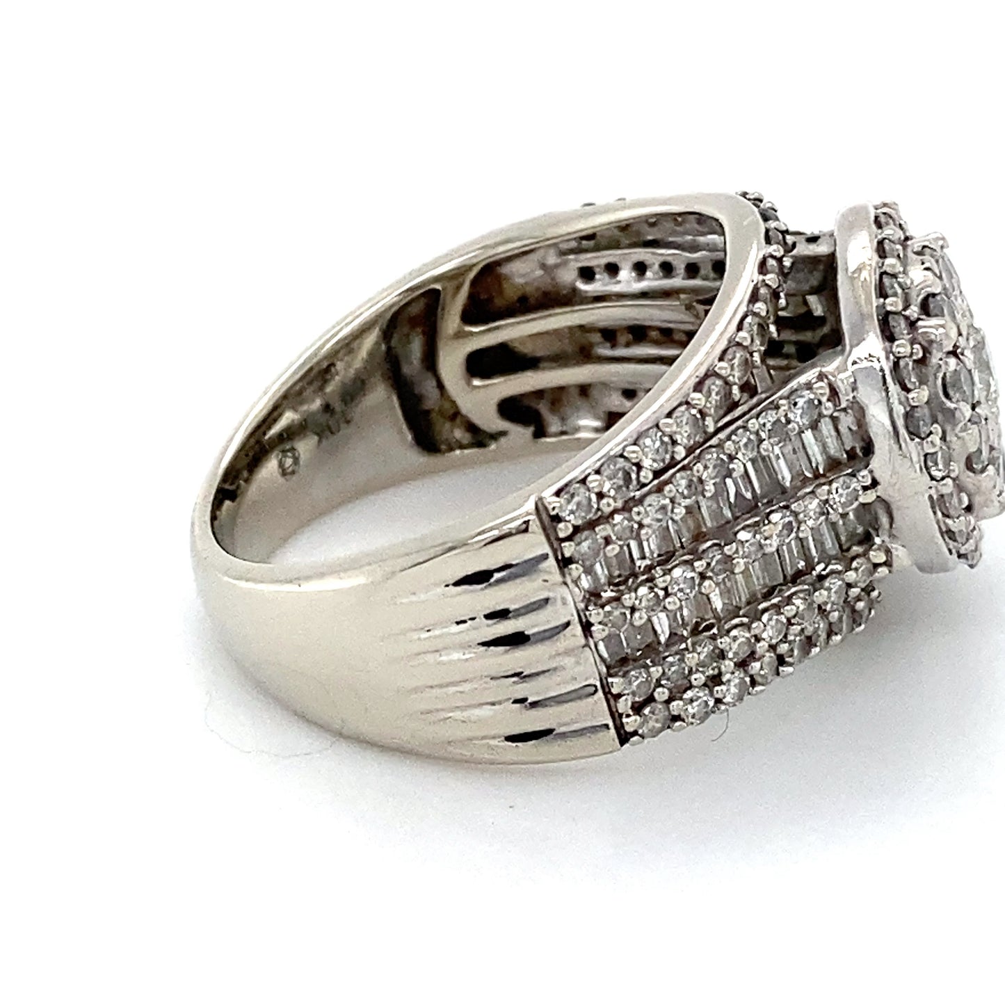 10K White Gold Diamond Lady's Fashion Ring; 4.4DWT; Size 7