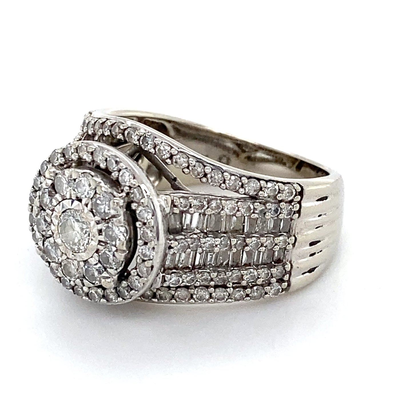 10K White Gold Diamond Lady's Fashion Ring; 4.4DWT; Size 7