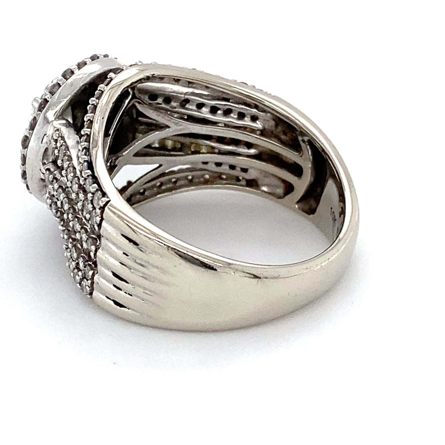 10K White Gold Diamond Lady's Fashion Ring; 4.4DWT; Size 7