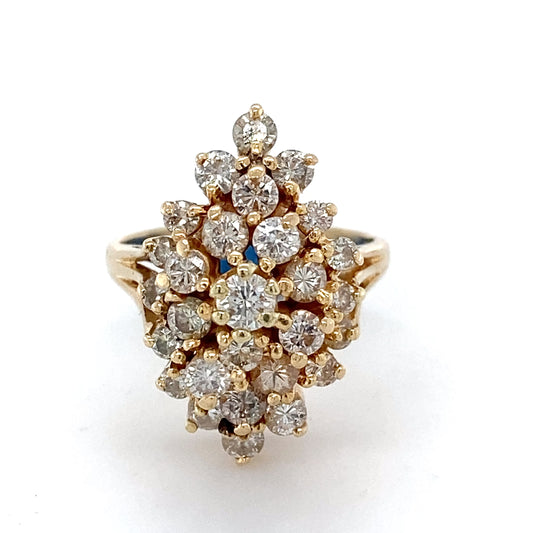 14K Yellow Gold Diamond Fashion Ring; 5.0DWT: Size 7