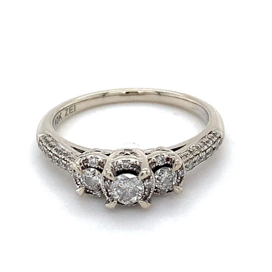 10K White Gold Diamond Fashion Ring; 1.6DWT: Size 6.75