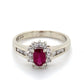 10K White Gold Diamond & Ruby Lady's Ring; 2.0DWT; Size 7