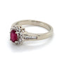 10K White Gold Diamond & Ruby Lady's Ring; 2.0DWT; Size 7