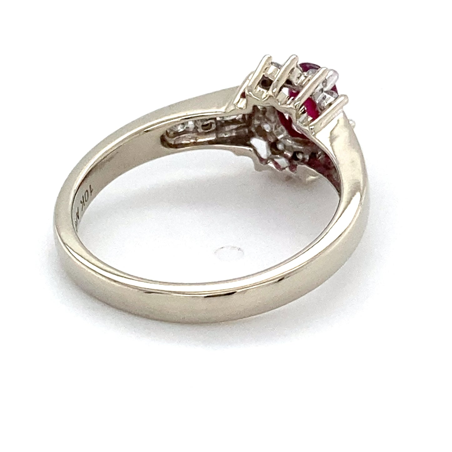 10K White Gold Diamond & Ruby Lady's Ring; 2.0DWT; Size 7