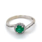 14K White Gold Diamond & Emerald Ring; 1.6DWT; Size 7
