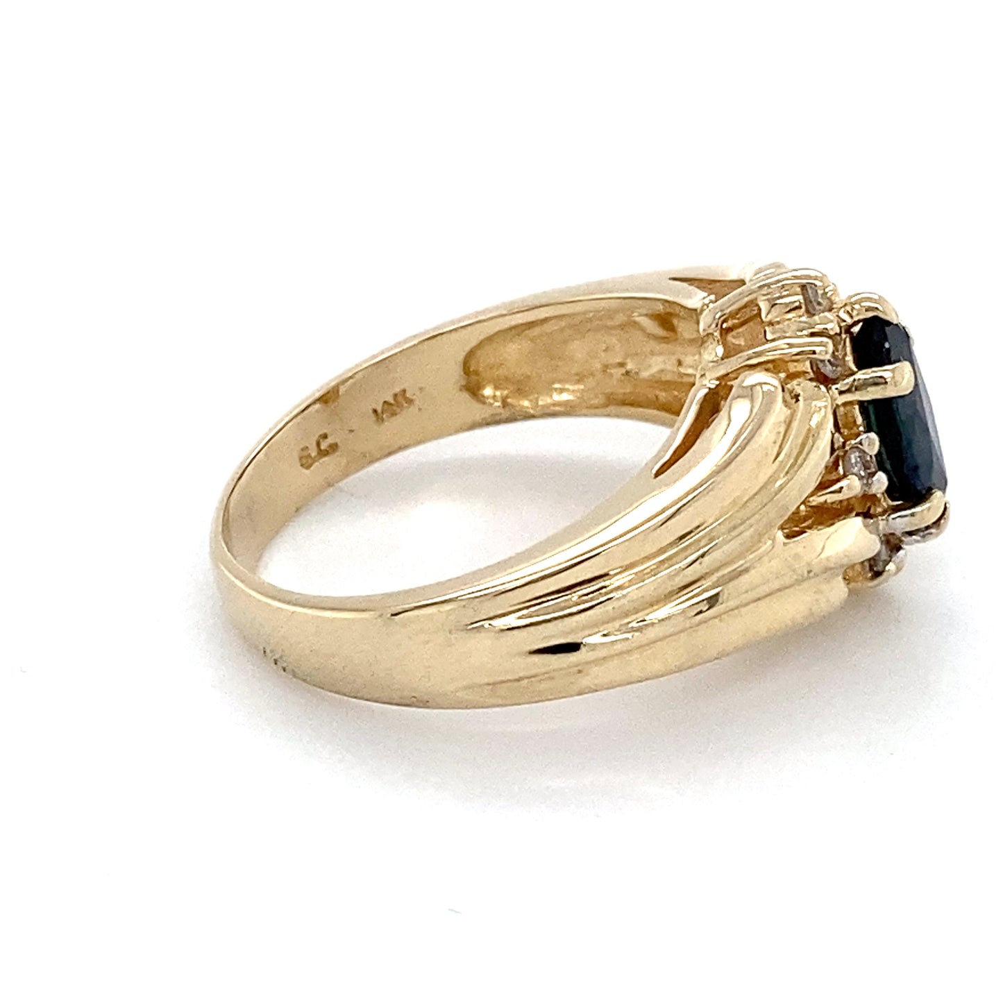 14K Yellow Gold Diamond & Sapphire Lady's Ring; 3.0DWT; Size 5.5