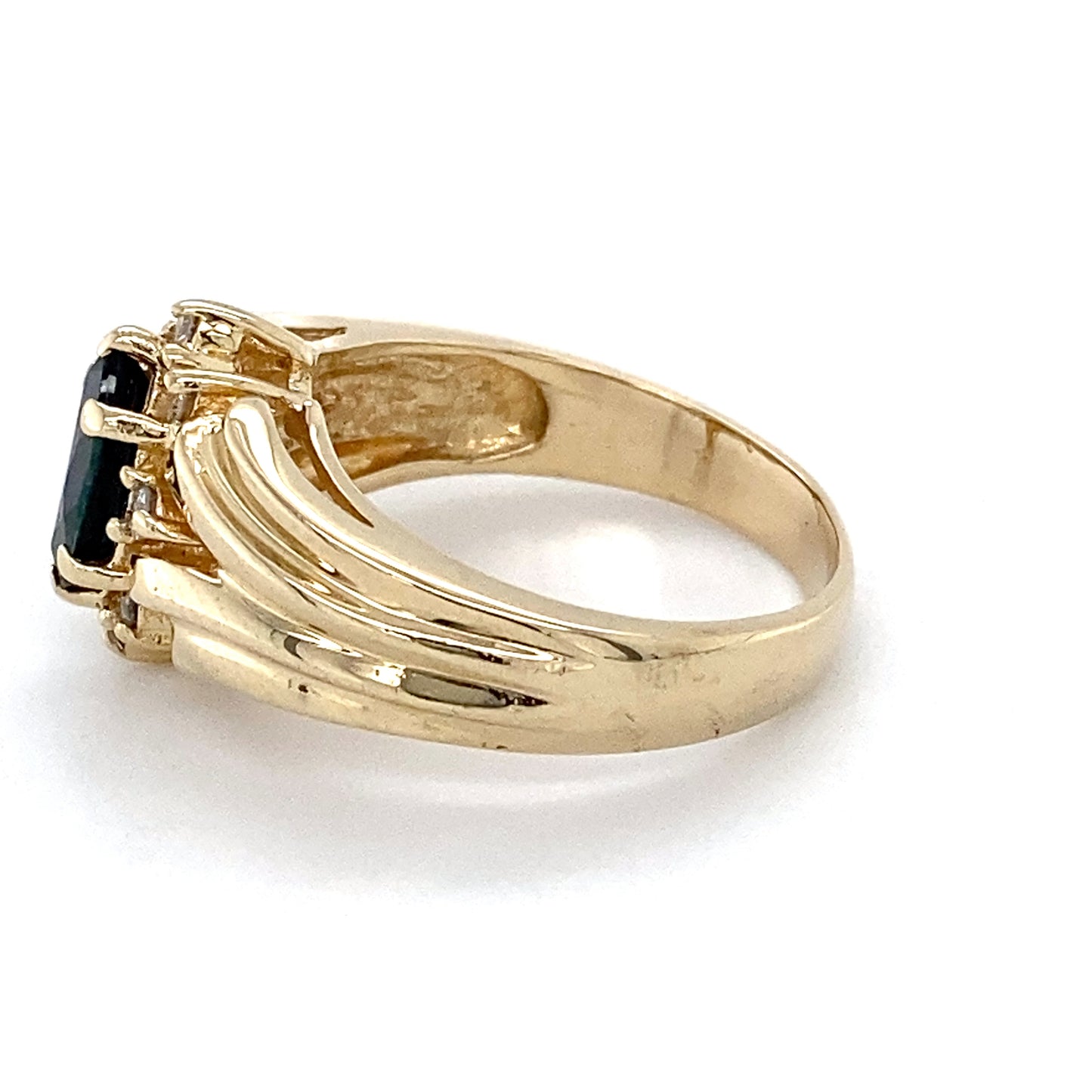 14K Yellow Gold Diamond & Sapphire Lady's Ring; 3.0DWT; Size 5.5