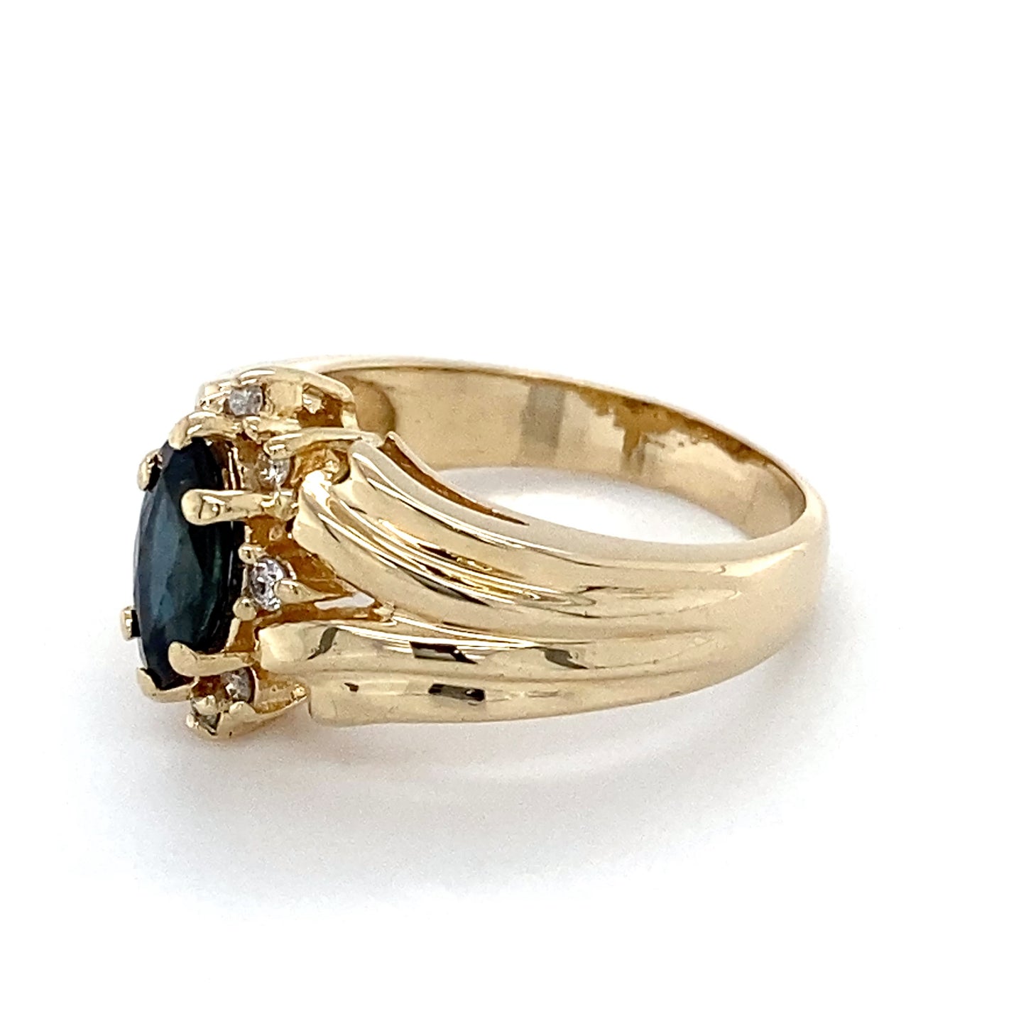 14K Yellow Gold Diamond & Sapphire Lady's Ring; 3.0DWT; Size 5.5