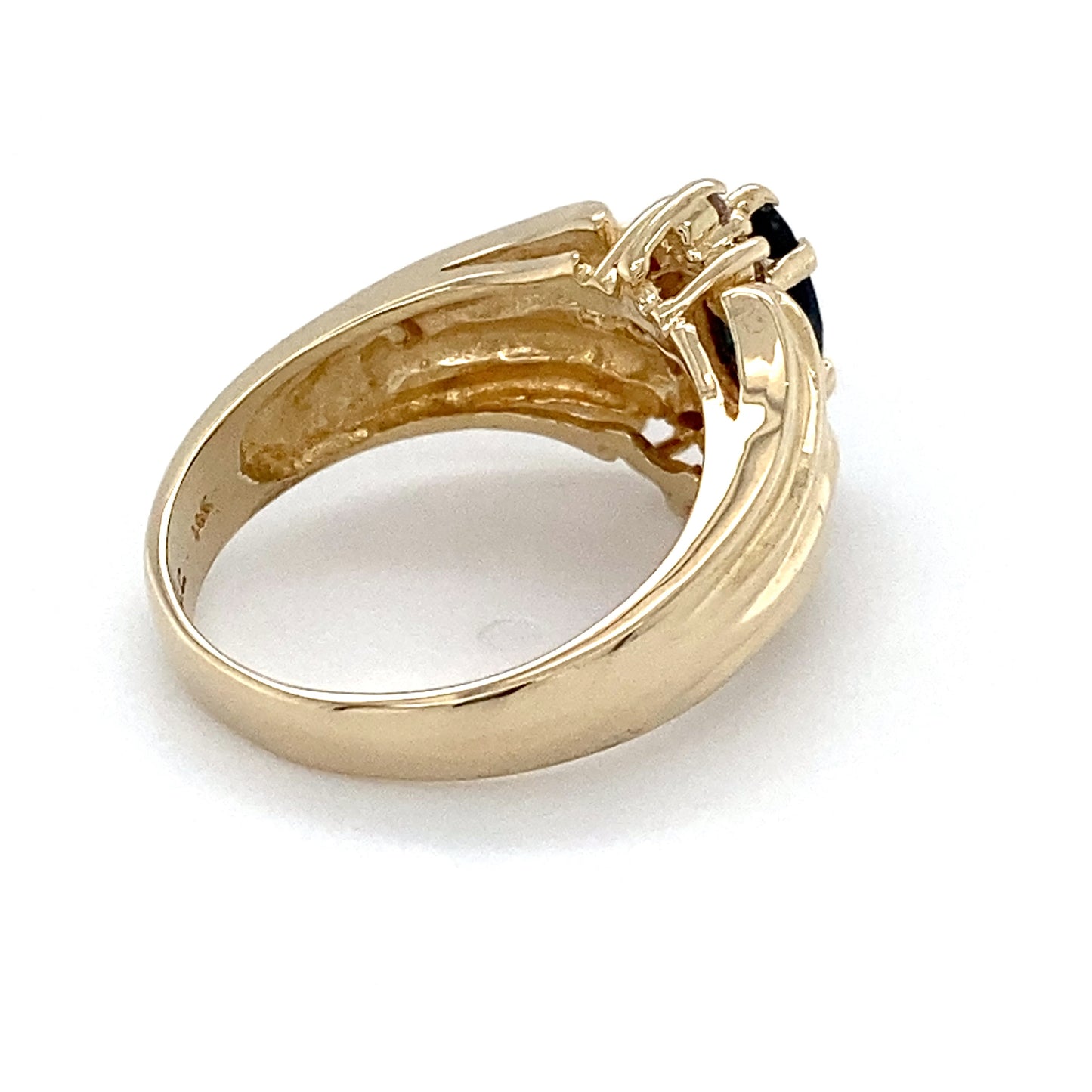 14K Yellow Gold Diamond & Sapphire Lady's Ring; 3.0DWT; Size 5.5