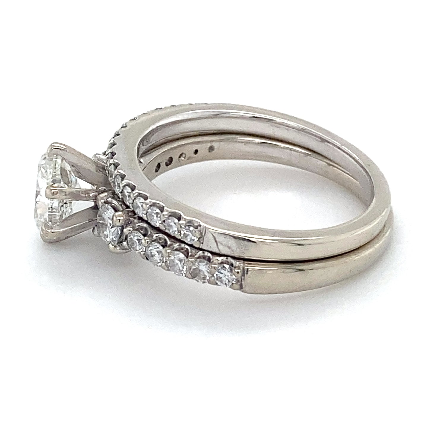 14K White Gold Diamond Lady's Wedding Ring Set; 3.8DWT; Size 7