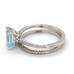 18K White Gold Diamond & Aquamarine Lady's Ring; 3.2DWT; Size 7