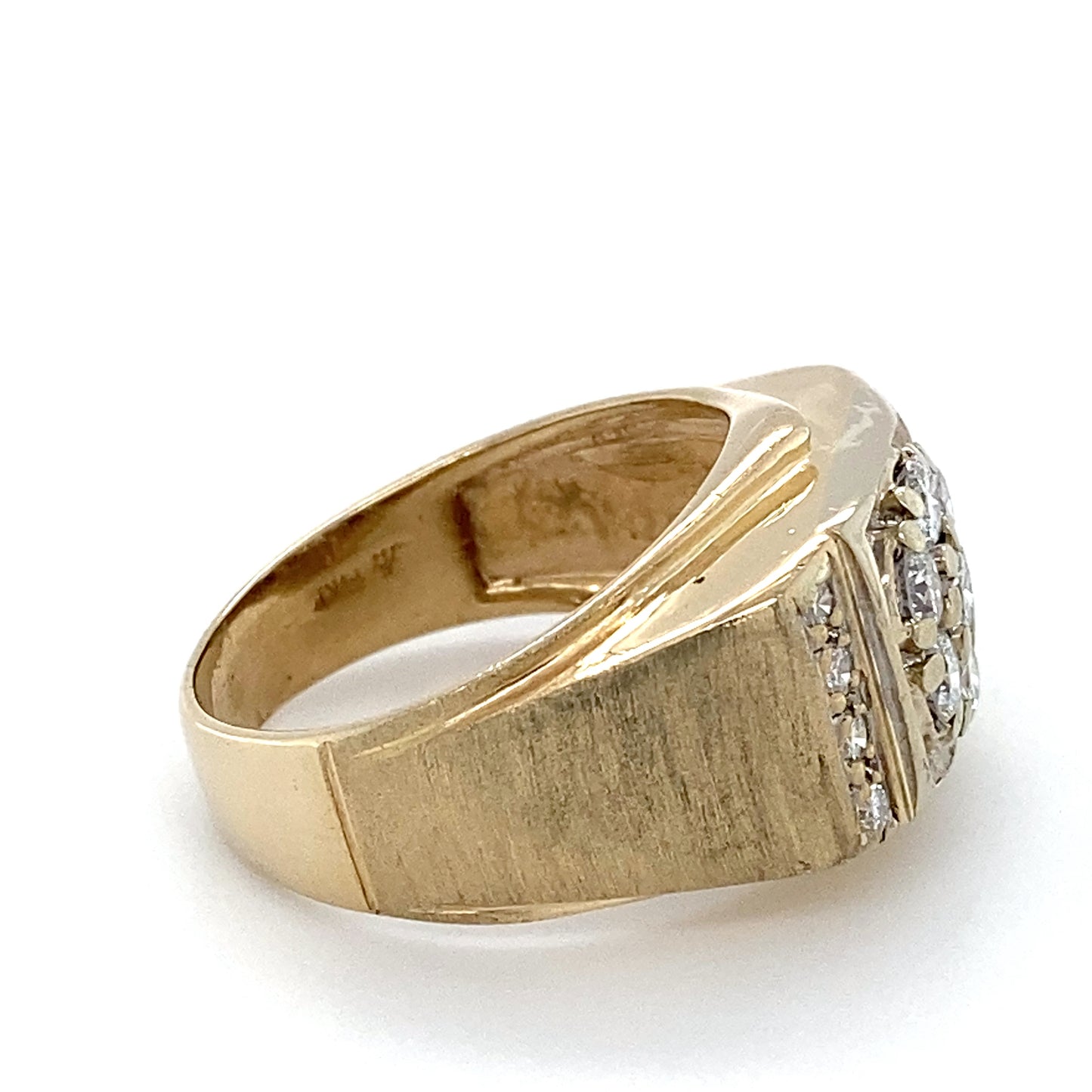 14K Yellow Gold & Diamond Gentleman's Ring; 4.3DWT; Size 9