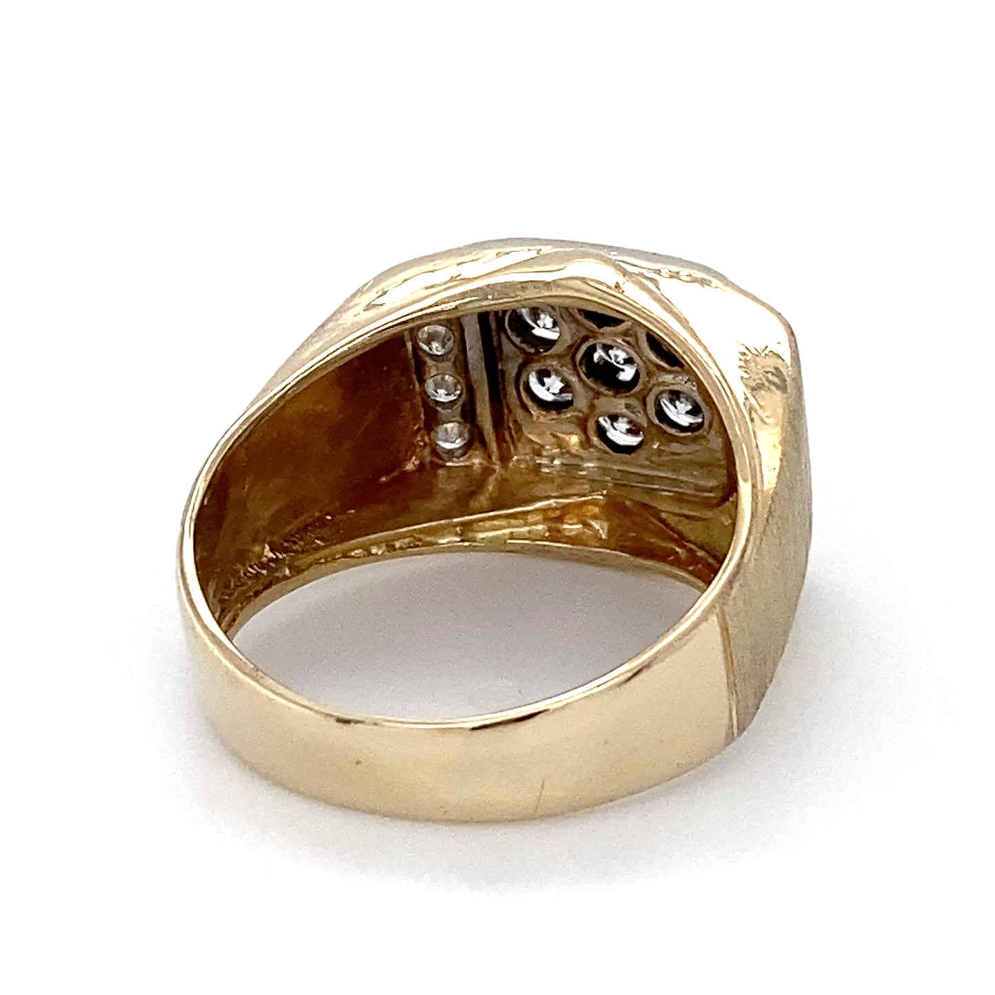 14K Yellow Gold & Diamond Gentleman's Ring; 4.3DWT; Size 9