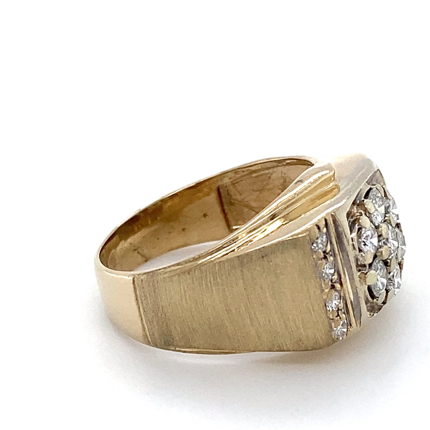 14K Yellow Gold & Diamond Gentleman's Ring; 4.3DWT; Size 9