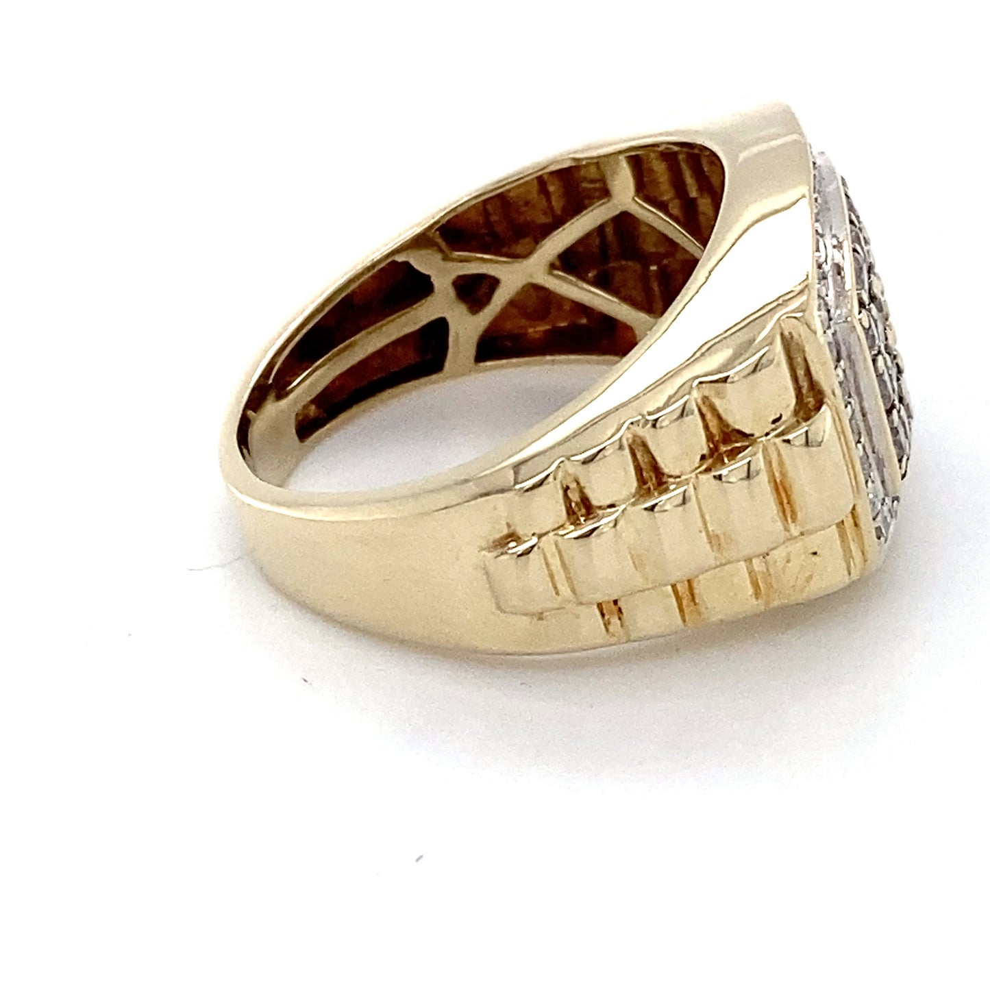 10K Yellow Gold & Diamond Gentleman's Ring; 3.8DWT; Size 8