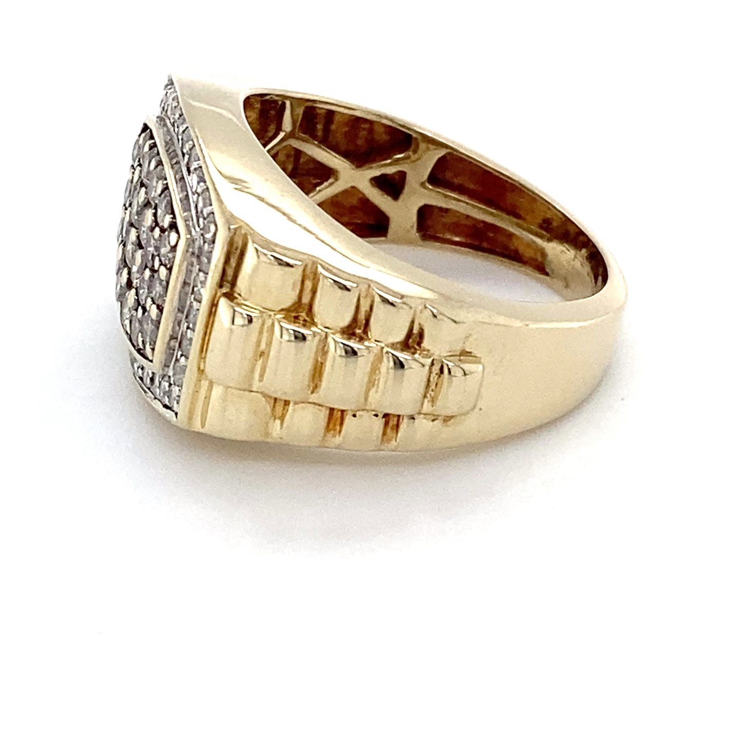 10K Yellow Gold & Diamond Gentleman's Ring; 3.8DWT; Size 8