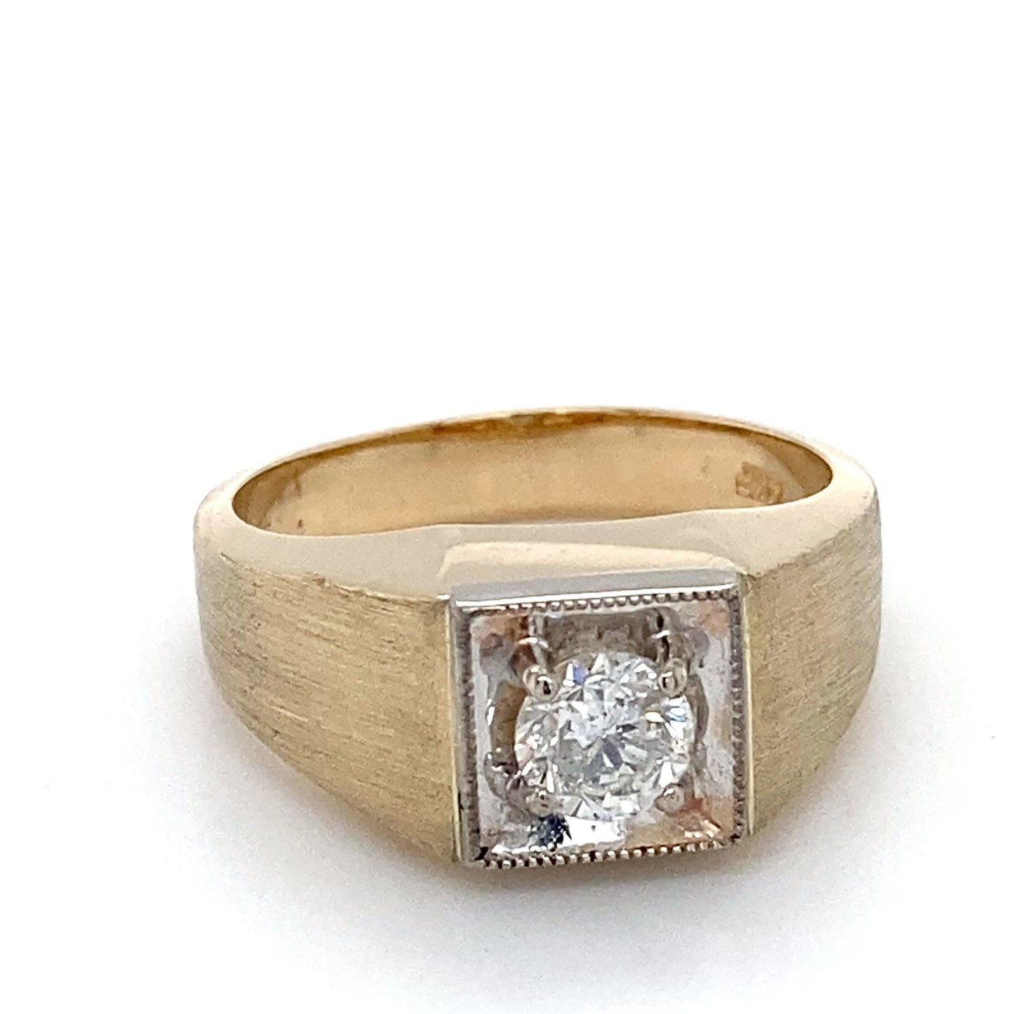 14K White Gold Diamond Gentleman's Ring; 6.5DWT; Size 10