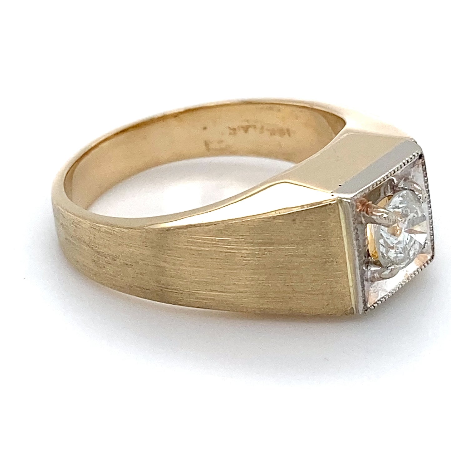 14K White Gold Diamond Gentleman's Ring; 6.5DWT; Size 10