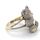 10K Yellow Gold & Diamond Teddy Bear Ring; 3.7DWT; Size 6.5