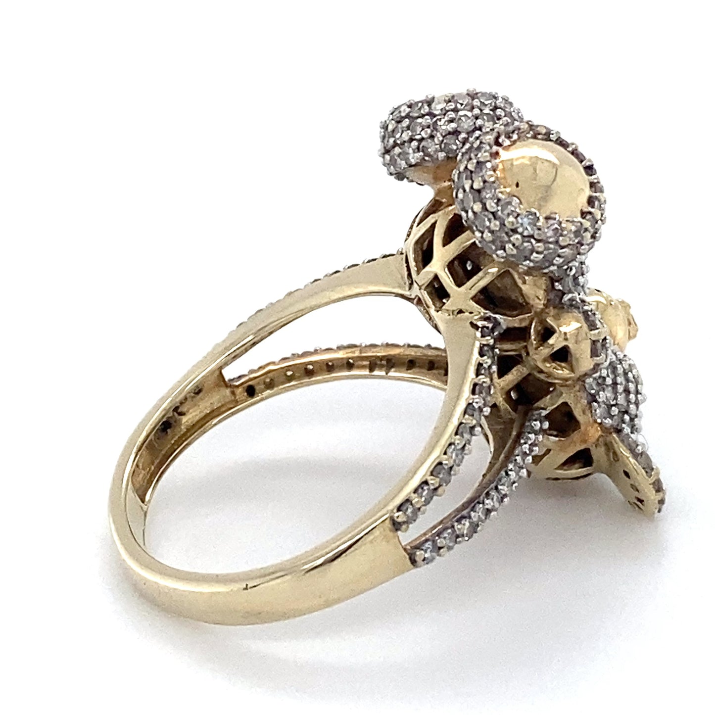 10K Yellow Gold & Diamond Teddy Bear Ring; 3.7DWT; Size 6.5
