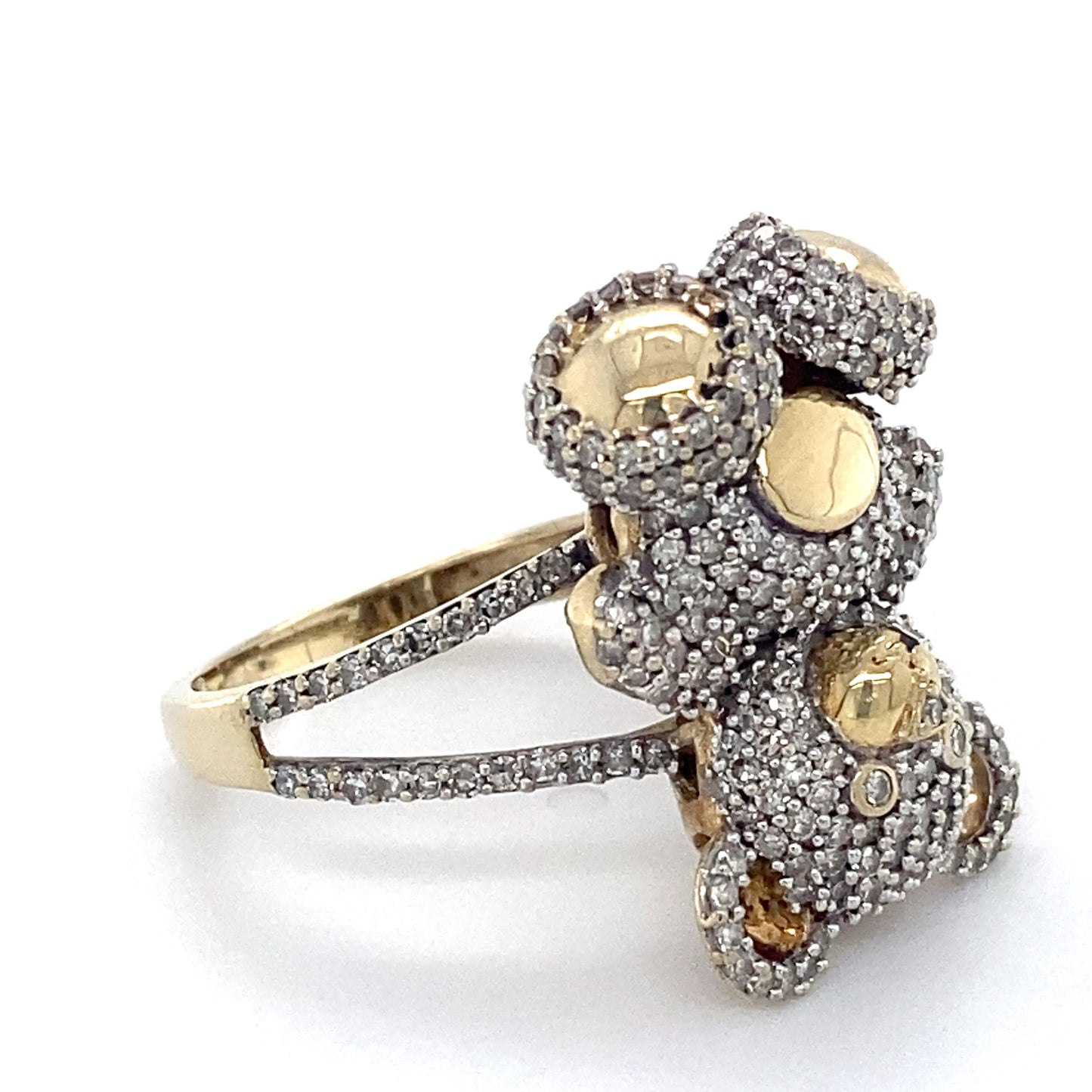 10K Yellow Gold & Diamond Teddy Bear Ring; 3.7DWT; Size 6.5