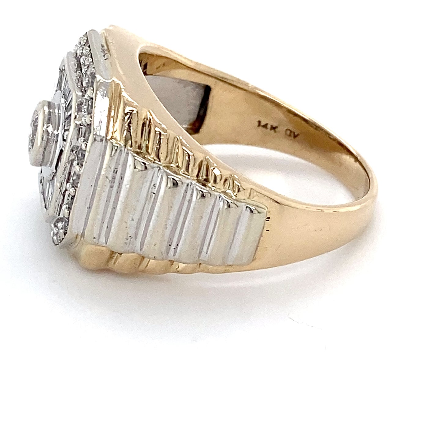 14K Yellow Gold & Diamond Gentleman's Ring; 9.1DWT; Size 11