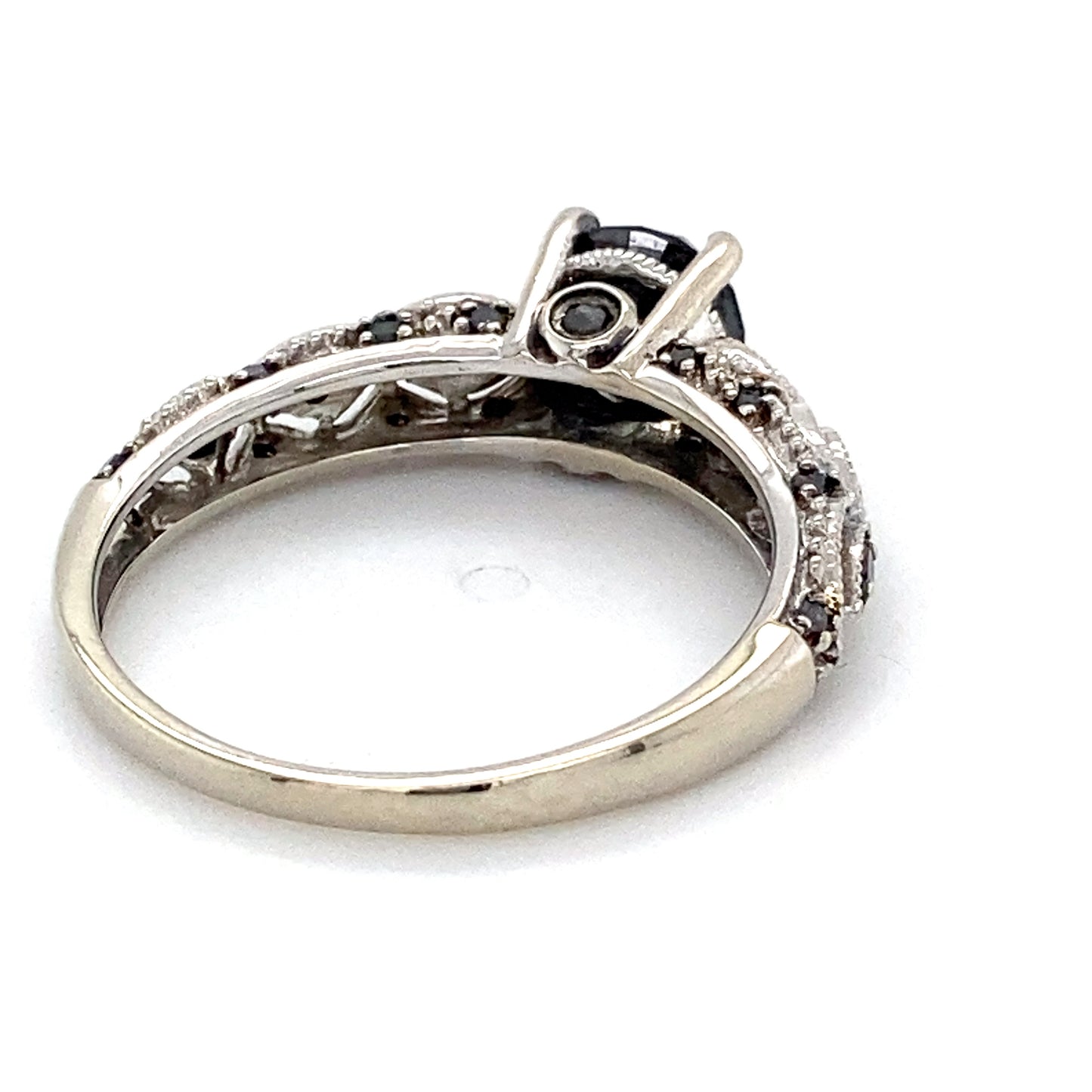 10K White Gold Black Diamond Solitaire Ring; 1.7DWT; Size 7.5