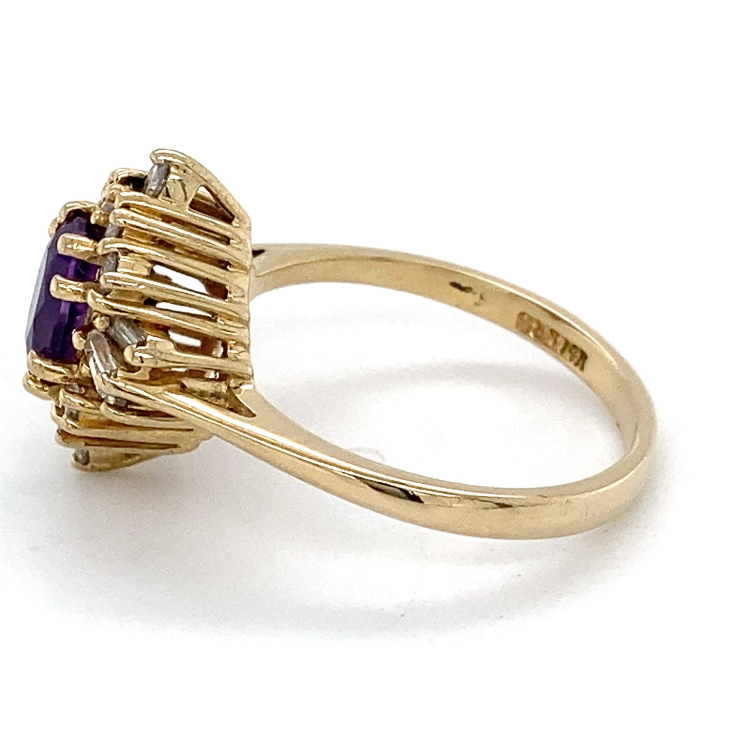 14K Yellow Gold Diamond & Amethyst Fashion Ring; 2.1DWT; Size 6