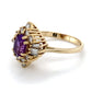 14K Yellow Gold Diamond & Amethyst Fashion Ring; 2.1DWT; Size 6