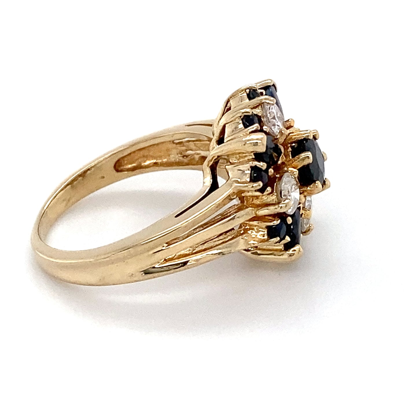 14K Yellow Gold Diamond & Sapphire Lady's Fashion Ring; 3.0DWT; Size 5