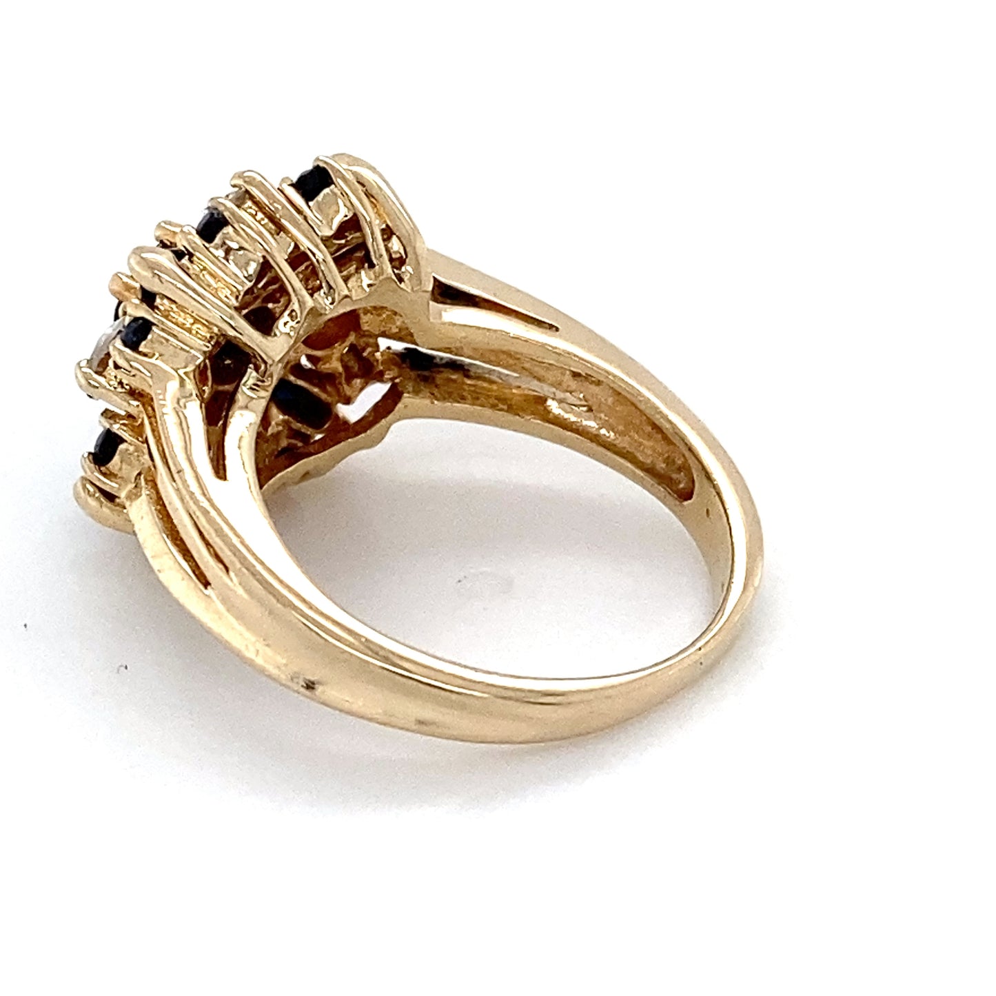 14K Yellow Gold Diamond & Sapphire Lady's Fashion Ring; 3.0DWT; Size 5
