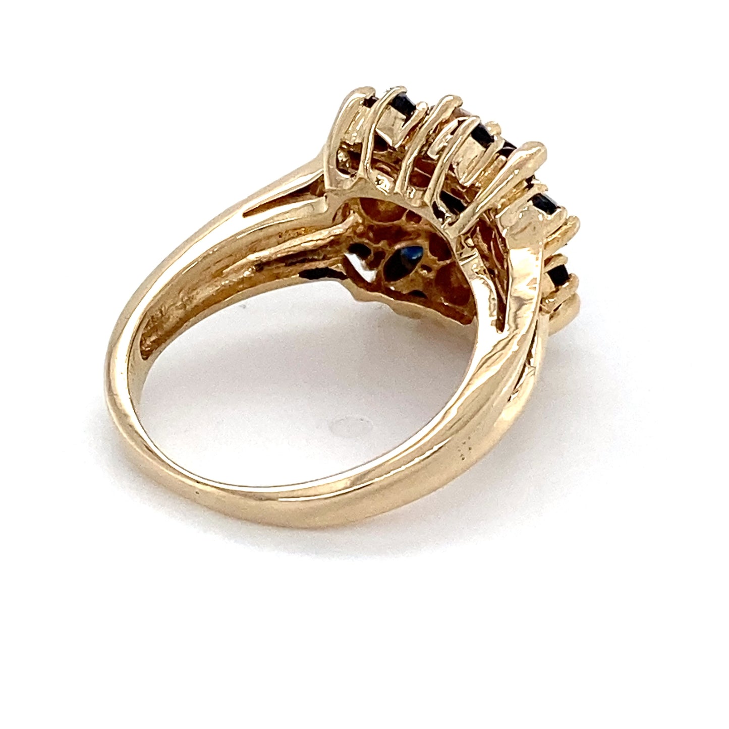 14K Yellow Gold Diamond & Sapphire Lady's Fashion Ring; 3.0DWT; Size 5