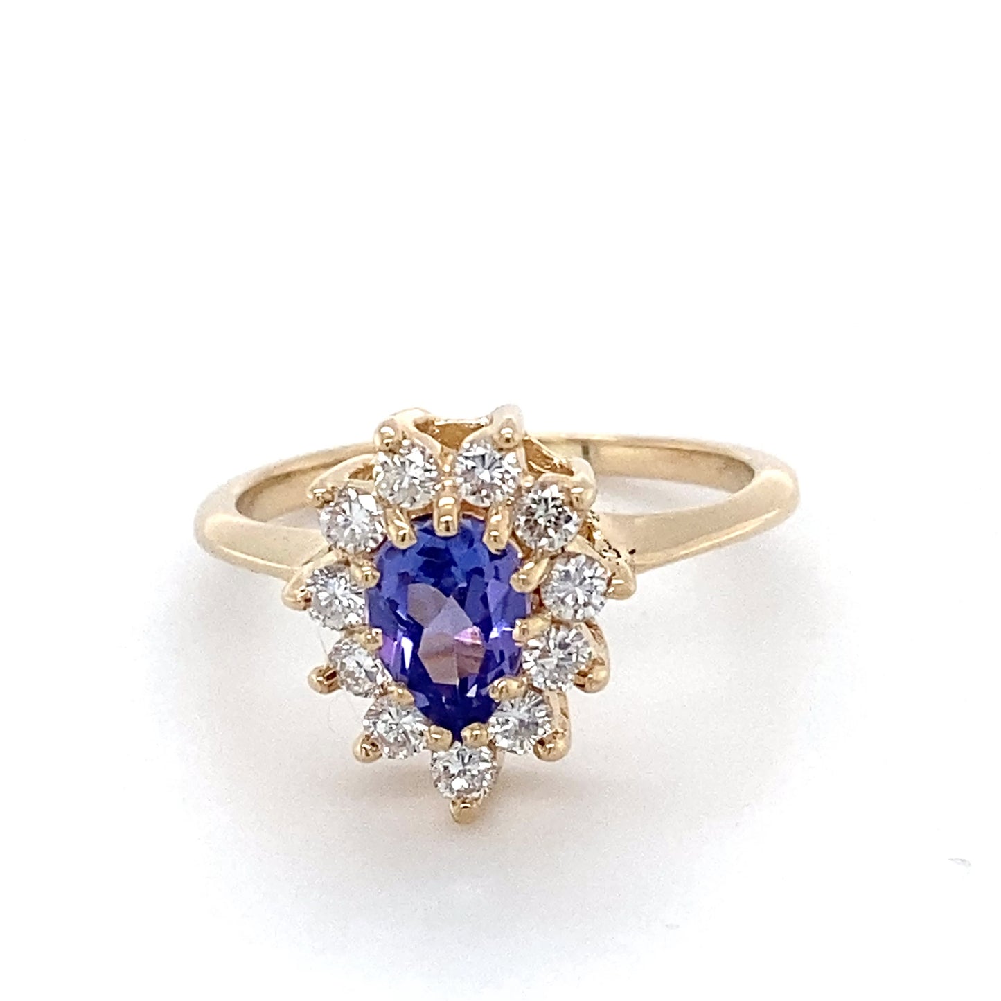 14K Yellow Gold Amethyst & Diamond Lady's Ring; 1.8DWT; Size 6