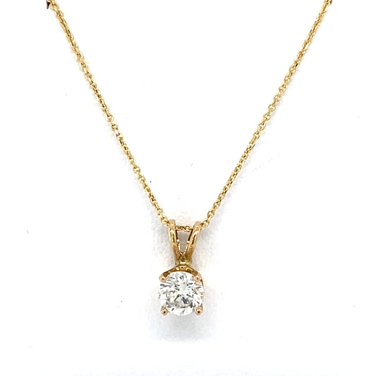 14K Yellow Gold Diamond Pendant on 18" Chain Necklace